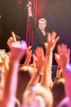 Minsk, Belarus-August 12, 2017: World Famous British Pop-Singer John Newman Performing at A-Fest Music Festival on August 12, 2017 in Minsk, Republic of Belarus.のeditorial素材