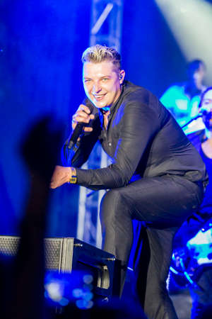 Minsk, Belarus-August 12, 2017: World Famous British Pop-Singer John Newman Performing at A-Fest Music Festival on August 12, 2017 in Minsk, Republic of Belarus.のeditorial素材