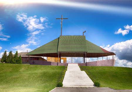 Choral and Speach Pedestal for Church Ministers Located in Old Braslav City in Belarus.Horizontal Image Compositionの写真素材