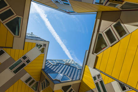 Rotterdam, The Netherlands -May 11, 2017: Modern Buildings City Architecture Design Elements Known as Cubic Houses Designed by Piet Blom in Rotterdam City Center in May 11, 2017 in Rotterdam, The Netherlands. Horizontal Imageの写真素材