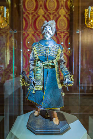 Nesvizh,Belarus-August 5,2017:The Decorative Sculpture of Nobleman in The Costume of Rzecz Pospolita of the 17th Century by the Author of Mikalai and Alena Bairachniec,in August 5,2017,Nesvizh,Belarusのeditorial素材