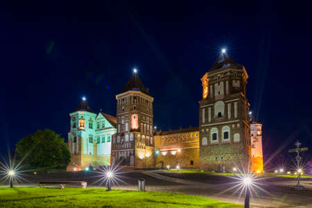 Travel Places. Beautiful Famous Mir Castle as Former Bastion and Fortress of The Great Lithuanian Kingdom, Present Belarus. Horizontal Imageのeditorial素材