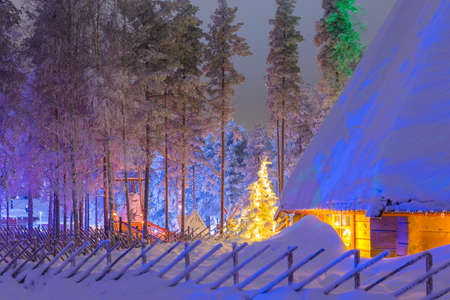 Travel Concepts and Ideas. Marvelous Lapland Houses in Suomi Village in Front of Marvelous...