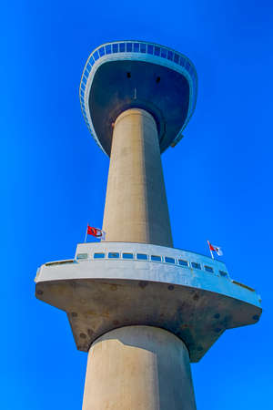 Closeup of Euromast Tower in Rotterdam City, The Netherlands.Vertical Image Compositionのeditorial素材
