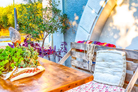 Cosy and Comfortable Summer Country House in Greek Style Located in Heraklion City in Old Olive Garden.Horizontal imageの写真素材