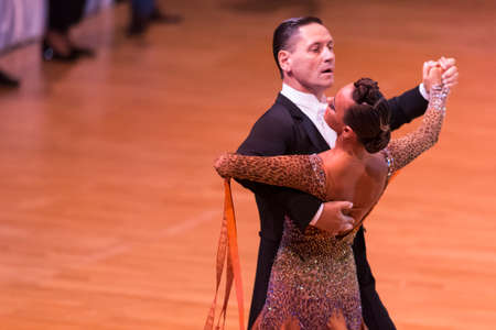 Minsk, Belarus-October 14, 2018: Dance Couple Performs WDC World Professional 10 Dance Pro-Am...