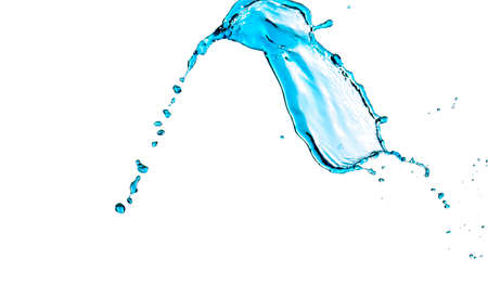 Elephant Shaped Bluish Water splash with Droplets Against Pure White Background.Horizontal Image