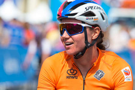 Minsk,Belarus-22 June,2019. Professional Cyclist Blaak Chantal During Women's Road Race During The II European Games, June 22, 2019, Republic of Belarus.のeditorial素材