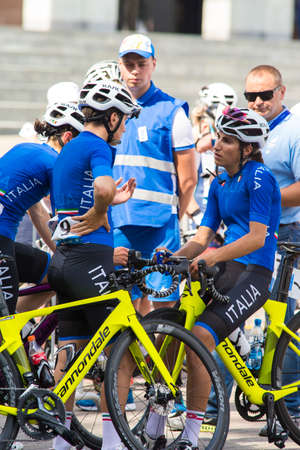 Minsk,Belarus-22 June,2019. Women's Peloton Road Race During The II European Games. Group Race for 120 km with Free Access For Spectators and Visitors of the Event, June 22, 2019, Minsk, Belarus.のeditorial素材