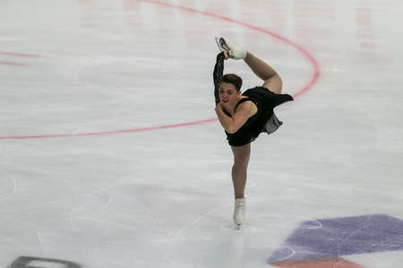 Minsk, Belarus âOctober 19, 2019: Figure Skater Josefin Taljegard from Sweden Performs Ladies Free Skating Program on Ice Star Championship in October 19, 2019, in Minsk, Belarusのeditorial素材