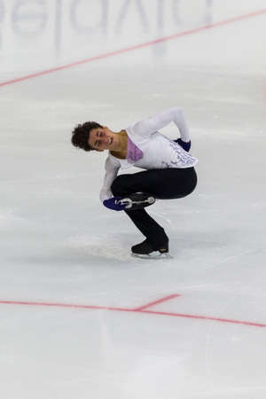 Minsk, Belarus âOctober 19, 2019: Figure Skater Mattia Dalla Torre from Italy Performs Men Short Program on Ice Star Championship in October 19, 2019, in Minsk, Belarusのeditorial素材