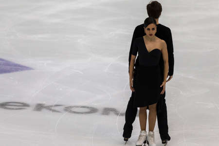Minsk, Belarus âOctober 19, 2019: Figure Skater Elzbieta Kropa from Lithuania Performs Ladies Free Skating Program on Ice Star Championship in October 19, 2019, in Minsk, Belarusのeditorial素材