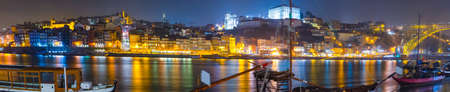 Unique Travel Places. Beautiful Porto City In Portugal at Dusk. Panorama Image Compositionの写真素材