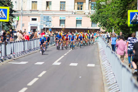 Minsk, Belarus - 23 June, 2019. Mens Peloton Road Race During The II European Games. Group Race for 180 km with Free Access For Spectators and Visitors of the Event, June 23, 2019, Minsk, Belarus.のeditorial素材