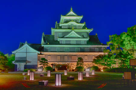 Crow Castle or Ujo Castle in Okayama City in Japan Photographed from Backyard. Horizontal Shotのeditorial素材