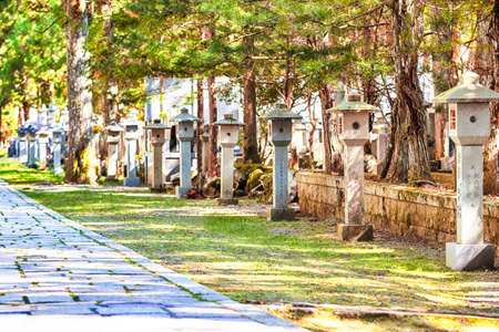 Koyasan, Japan - 5 November, 2019: Monuments in Okunoin Cemetery in  Koyasan Mount Koya as UNESCO World Heritage Site with 1200 Years Old Center of Japanese  Shingon Buddhismのeditorial素材