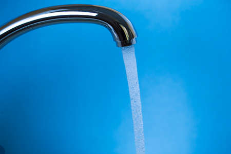 Closeup Macro Shoot of New Nickel Plated Water Tap. Horizontal image
