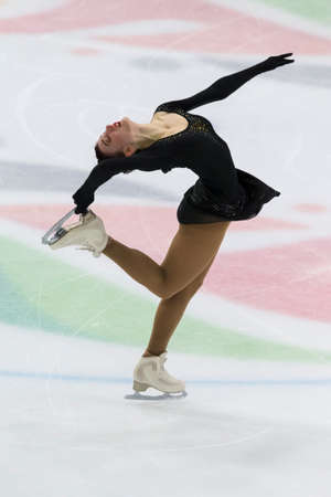 Minsk, Belarus â November 1, 2020: Professional Female Figure Skater Kristina Skuleta-Gromova from Estonia Performs Ladies Senior Free Skating Program on Ice Star Championship in November 1, 2020, in Minsk, Belarusのeditorial素材