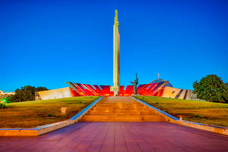 Main Monument in front of The Building of Belorussian Museum Of The Great Patriotic War Entrance In Minsk, Republic of Belarus. Horizontal Orientationのeditorial素材