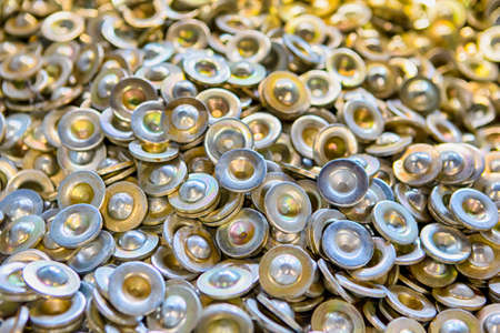 Variety of Newly Produced Stainless Steel Shiny Washers Placed Together Bulk.Horizontal Compositionの写真素材