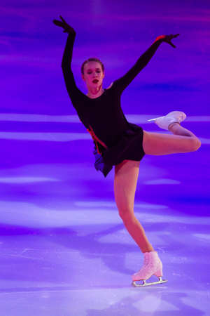 Minsk, Belarus â April 9, 2022: Female Figure Skater Maya Hromykh Performs Free Skating Program During Eteri Tutberidze Demonstrating Ice Show in April 9, 2022, in Minsk, Belarusのeditorial素材