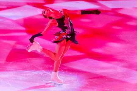 Minsk, Belarus â April 9, 2022: Female Figure Skater Aleksandra Trusova Performs Free Skating Program During Eteri Tutberidze Demonstrating Ice Show in April 9, 2022, in Minsk, Belarusのeditorial素材