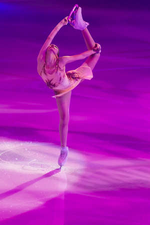 Minsk, Belarus â April 9, 2022: Female Figure Skater Dariya Usacheva Performs Free Skating Program During Eteri Tutberidze Demonstrating Ice Show in April 9, 2022, in Minsk, Belarusのeditorial素材
