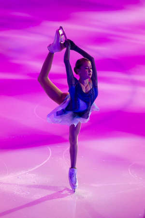 Minsk, Belarus â April 9, 2022: Female Figure Skater Sofiya Akatieva Performs Free Skating Program During Eteri Tutberidze Demonstrating Ice Show in April 9, 2022, in Minsk, Belarusのeditorial素材