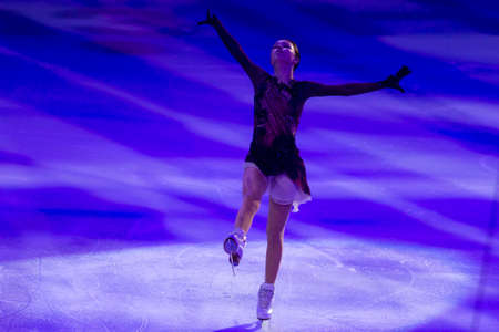 Minsk, Belarus â April 9, 2022: Female Figure Skater Anna Shcherbakova Performs Free Skating Program During Eteri Tutberidze Demonstrating Ice Show in April 9, 2022, in Minsk, Belarusのeditorial素材
