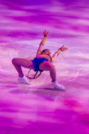 Minsk, Belarus â April 9, 2022: Female Figure Skater Aleksandra Trusova Performs Free Skating Program During Eteri Tutberidze Demonstrating Ice Show in April 9, 2022, in Minsk, Belarusのeditorial素材