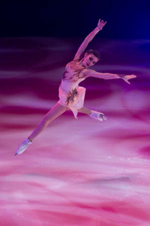Minsk, Belarus â April 9, 2022: Female Figure Skater Dariya Usacheva Performs Free Skating Program During Eteri Tutberidze Demonstrating Ice Show in April 9, 2022, in Minsk, Belarusのeditorial素材