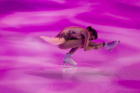 Minsk, Belarus â April 9, 2022: Female Figure Skater Dariya Usacheva Performs Free Skating Program During Eteri Tutberidze Demonstrating Ice Show in April 9, 2022, in Minsk, Belarusのeditorial素材