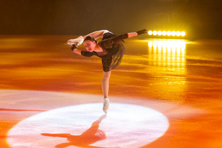 Minsk, Belarus â April 9, 2022: Female Figure Skater Alina Zagitova Performs Free Skating Program During Eteri Tutberidze Demonstrating Ice Show in April 9, 2022, in Minsk, Belarusのeditorial素材
