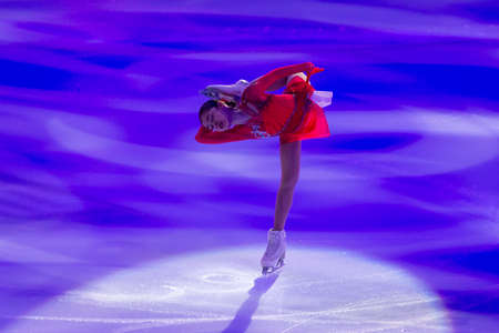 Minsk, Belarus â April 9, 2022: Female Figure Skater Adelia Petrosyan Performs Free Skating Program During Eteri Tutberidze Demonstrating Ice Show in April 9, 2022, in Minsk, Belarusのeditorial素材