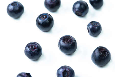 Organic Eating Concepts. Fresh Forest Blueberries With Upper View Isolated on White.Horizontal Imageの写真素材