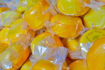 Travel Destinations. Plenty of Vacuum Sealed Traditional Dutch Cheese in Plastic bags on Display.Horizontal imageの写真素材