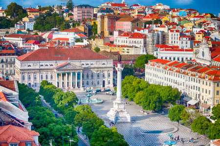 The Most Beautiful Districs of Lisbon Alfama in Portugal With Cathedral Central Square. Horizontal Imageの写真素材