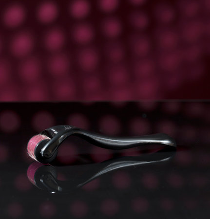 Beauty Treatment Concepts. Dermaroller for Mesotherapy Medical Collagen Stimulation and Micro...