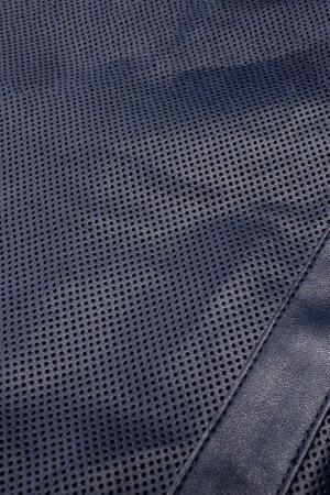 Closeup of Mens Light Blue Leather Jacket Texture Isolated on White Background.Vertical Imageの写真素材