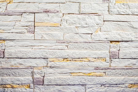 Decoration Facing of Brownish Yellow Contrasty Long Wall Pavement Stone Sample Tiles Indoors....
