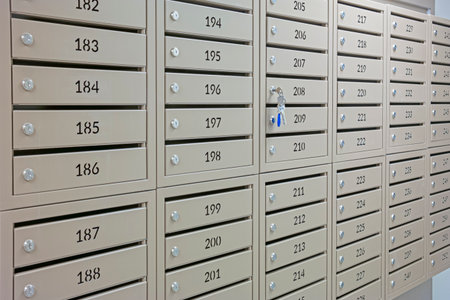 Keys and Mailboxes in the Newly Built Apartment Building. Horizontal Image Orientation