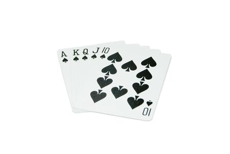 Playing cards isolated on a white background. Royal Flush in Spades.
