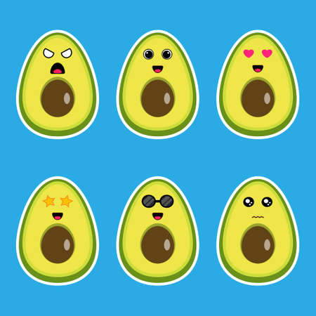 Avocado fruit cute emoji character icon