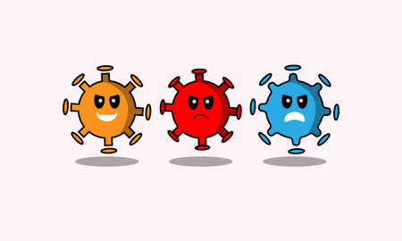 Virus, bacteria, microbes icon. set vector of virus, bacteria, microbes cartoon character design isolated on white backgroundのイラスト素材