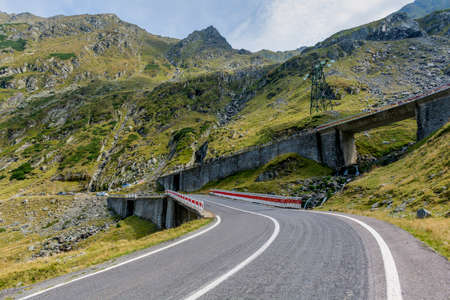 Transfagarasan mountain winding road with bridges.の写真素材