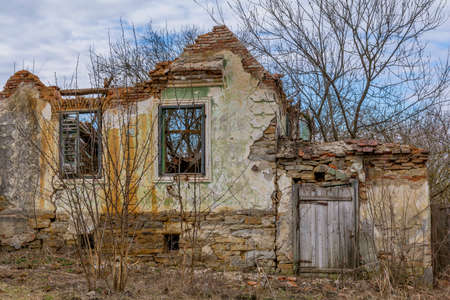 Abandoned houses in saxon villages from Transylvania. Saxon village in Transylvania Romaniaの写真素材