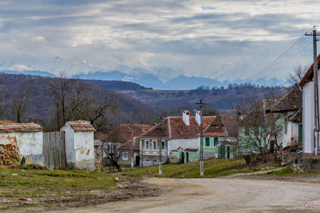 Abandoned houses in saxon villages from Transylvania. Saxon village in Transylvania Romaniaのeditorial素材