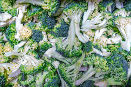 fresh cut broccoli shot from aboveの写真素材