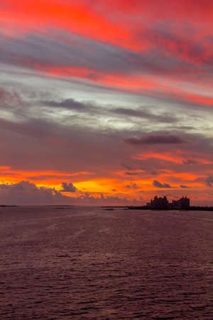 this sunrise I shot from a cruise ship above on the way to Atlantis Bahamasの写真素材