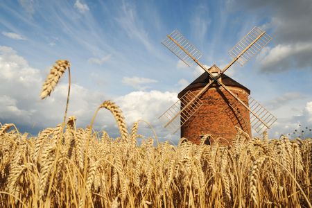 Windmill in Chvalkovice (Czech Republic)の写真素材